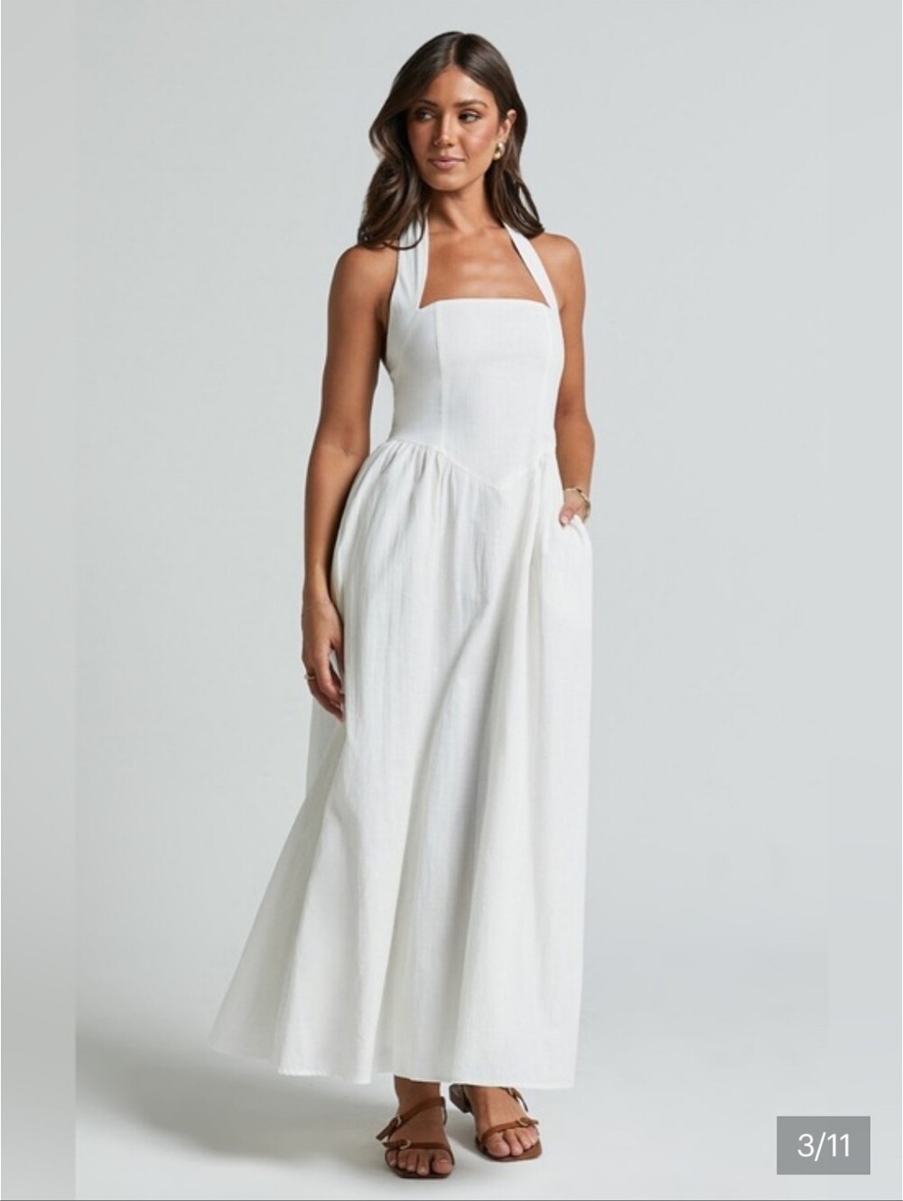 Showpo Pink Diamond Daniella White Halter Maxi Dress In White Size 2 New